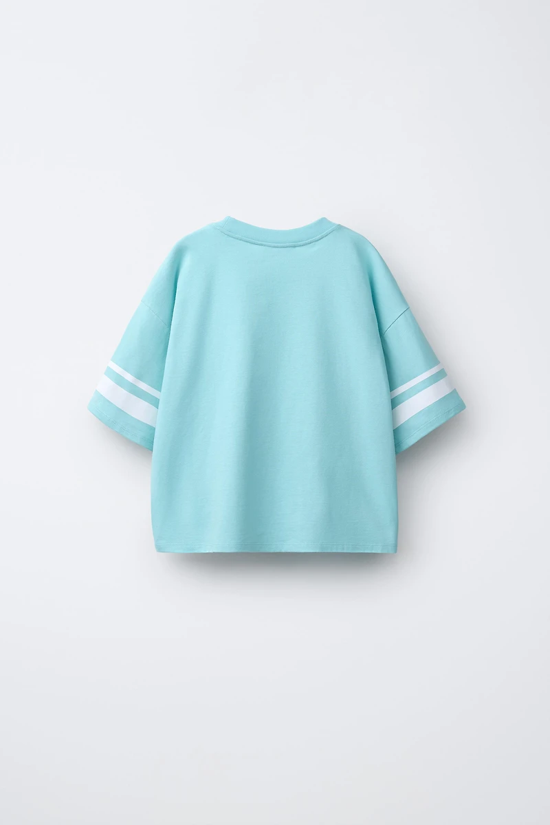 NUMBER AND STRIPE PRINTED T-SHIRT
