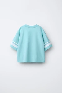 NUMBER AND STRIPE PRINTED T-SHIRT