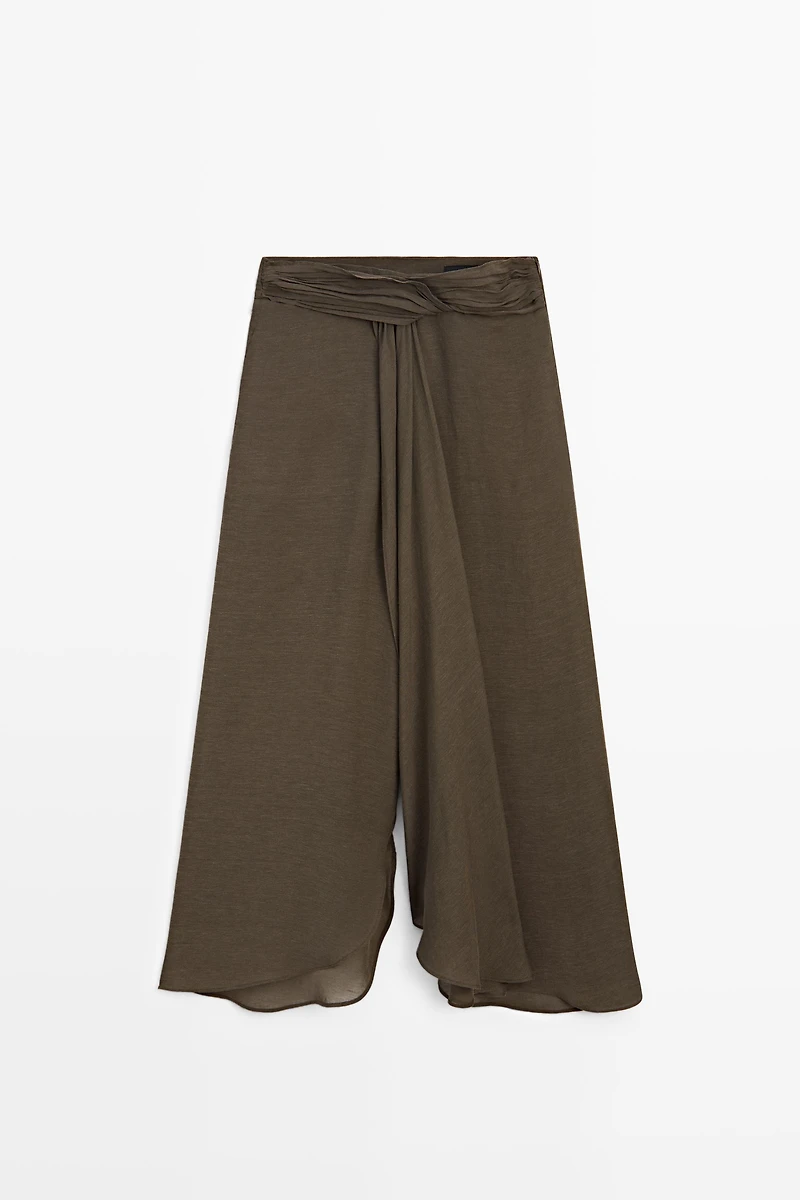 Semi-sheer linen blend skort