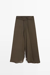 Semi-sheer linen blend skort