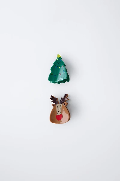 LOT DE DEUX PINCES SAPIN ET RENNE