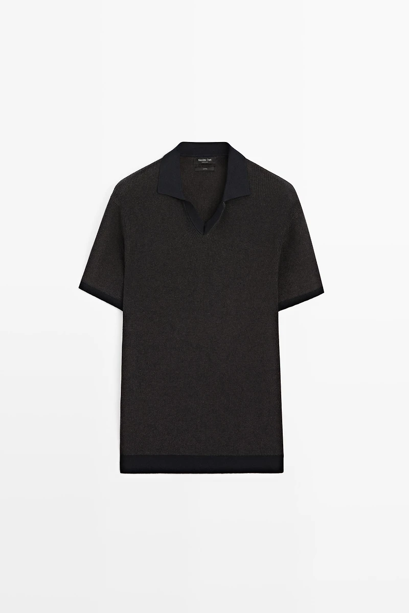 Pull polo en maille 100 % coton