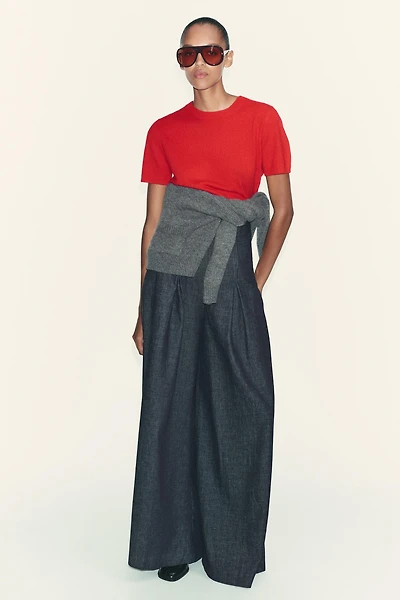 100% CASHMERE SHORT SLEEVE SWEATER