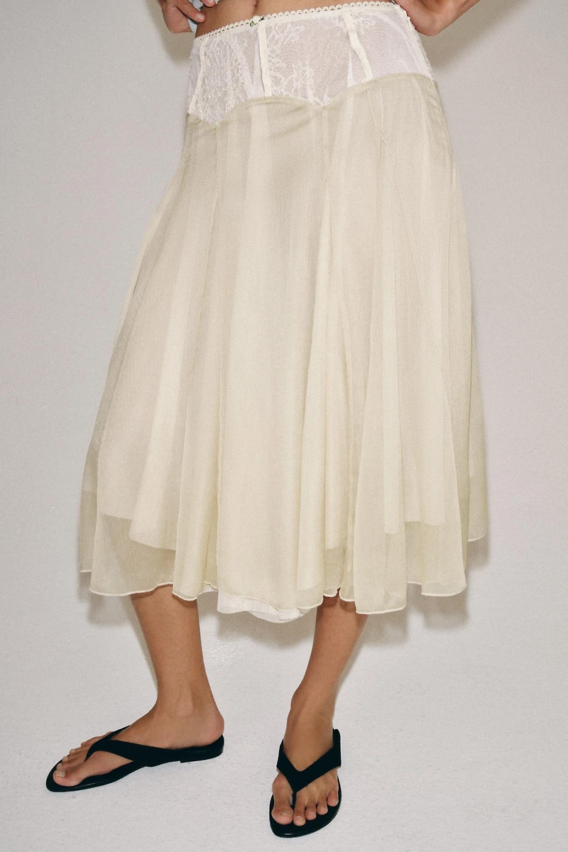 COMBINATION MIDI SKIRT