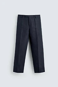100% LINEN HERRINGBONE SUIT PANTS