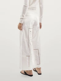 Embroidered patchwork trousers