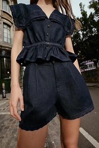 1975 LACE DENIM BERMUDA SHORTS