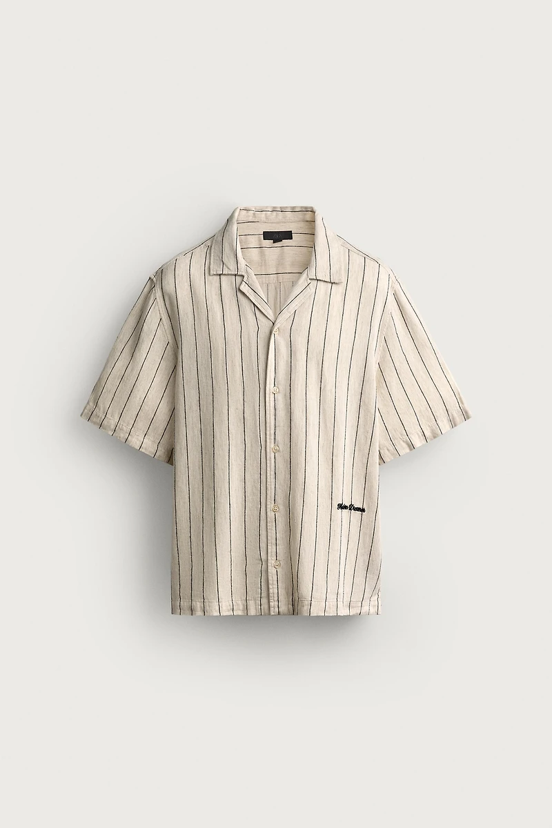 CHEMISE RELAXED FIT À RAYURES ET BRODERIES