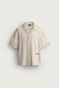 CHEMISE RELAXED FIT À RAYURES ET BRODERIES