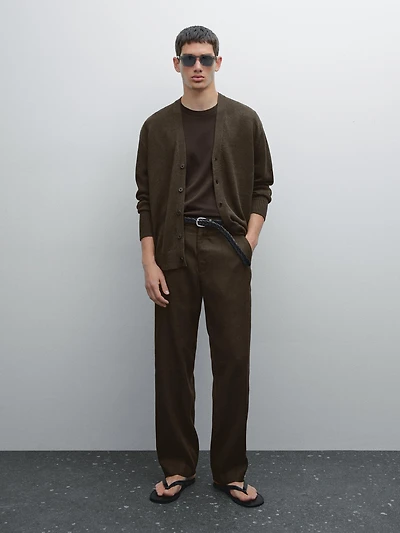 Knit linen blend cardigan