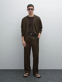 Knit linen blend cardigan