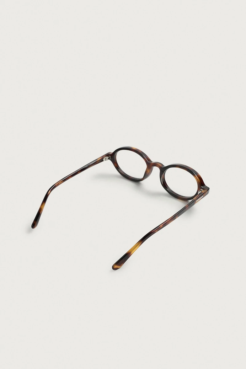 TORTOISESHELL EFFECT OVAL SUNGLASSES