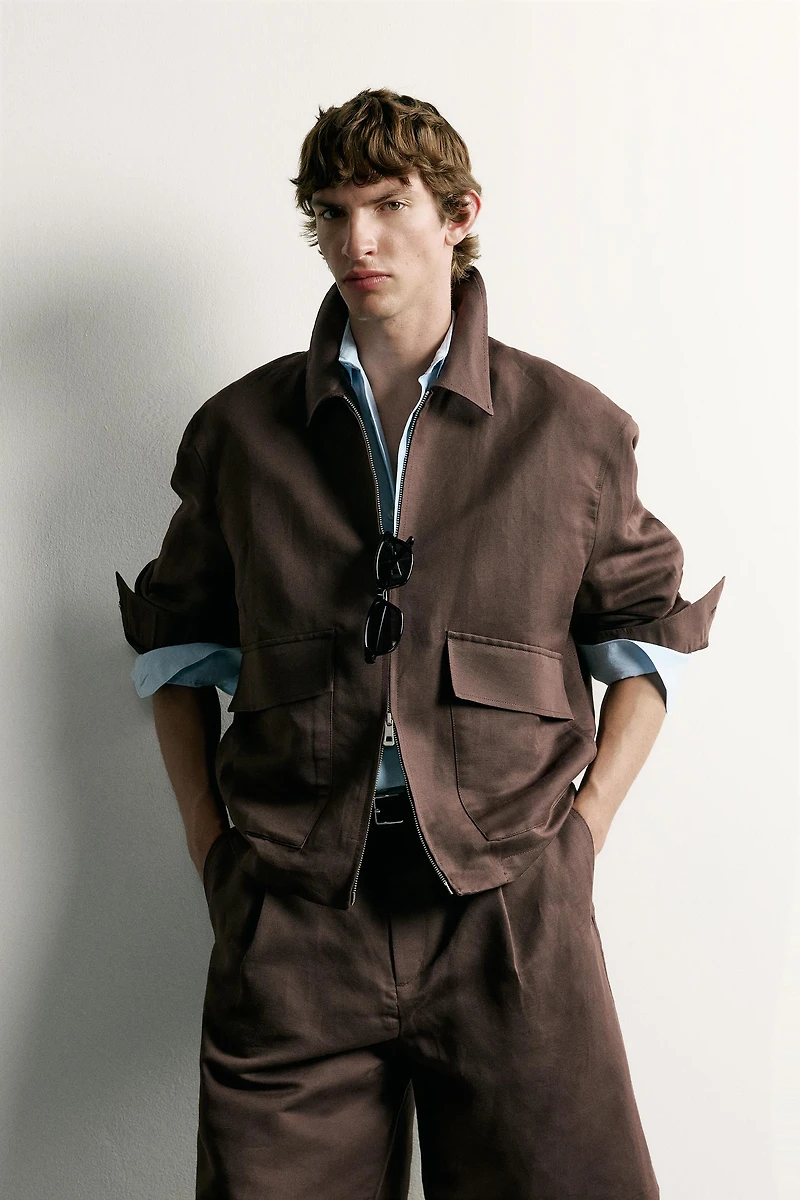 RELAXED-FIT LINEN-COTTON OVERSHIRT