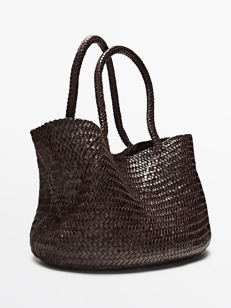 Braided nappa leather tote bag