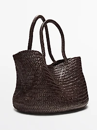 Braided nappa leather tote bag