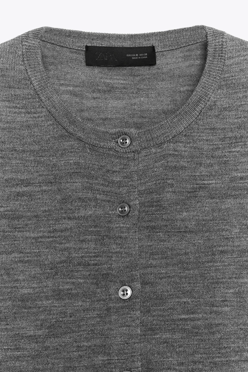 100% WOOL PLAIN KNIT JACKET