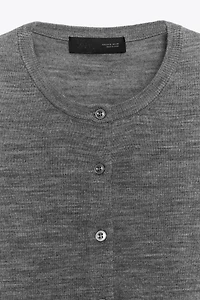 100% WOOL PLAIN KNIT JACKET
