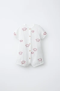 EMBROIDERED CRAB TEXTURED ROMPER