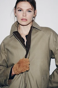 GANTS EN CUIR DE DAIM 100 % À PLIS