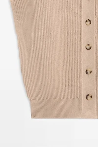 100% cotton button-detail knit vest