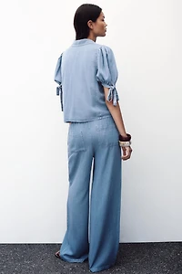 WIDE LEG ELASTIC WAIST PANTS