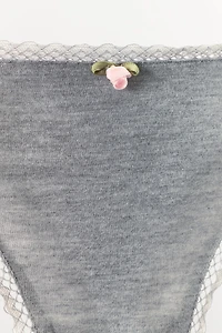 POINTELLE FLORAL THONG