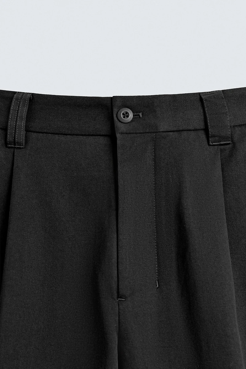 COTTON - LYOCELL PLEATED PANTS