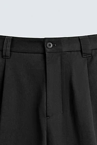 COTTON - LYOCELL PLEATED PANTS