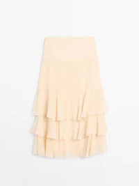 Long ruffled skirt with sash