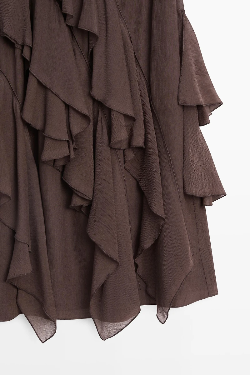 Flowing ruffled midi skirt
