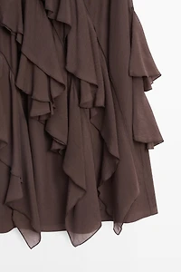 Flowing ruffled midi skirt