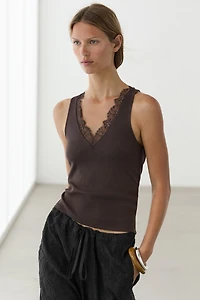 V-neck top with lace detail