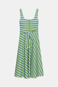 ROBE MI-LONGUE RAYÉE AVEC CEINTURE