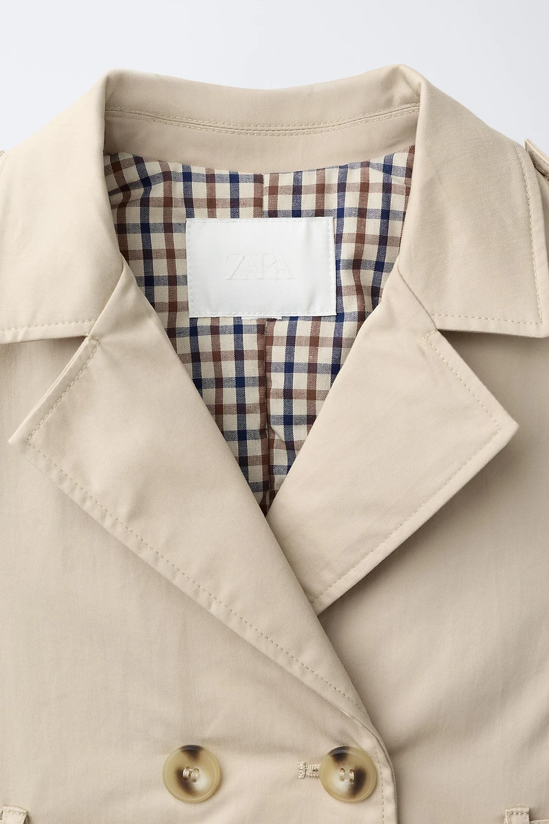 QUILTED PLAID LINED TRENCH COAT