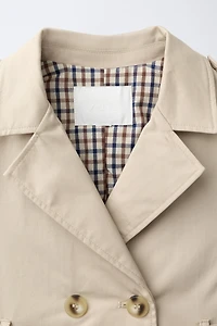 QUILTED PLAID LINED TRENCH COAT