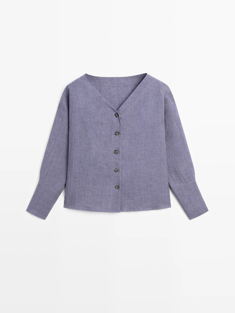 V-neck blouse with sleeve detail