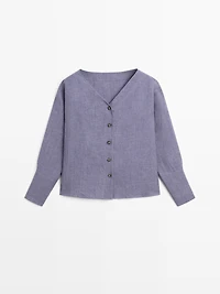 V-neck blouse with sleeve detail