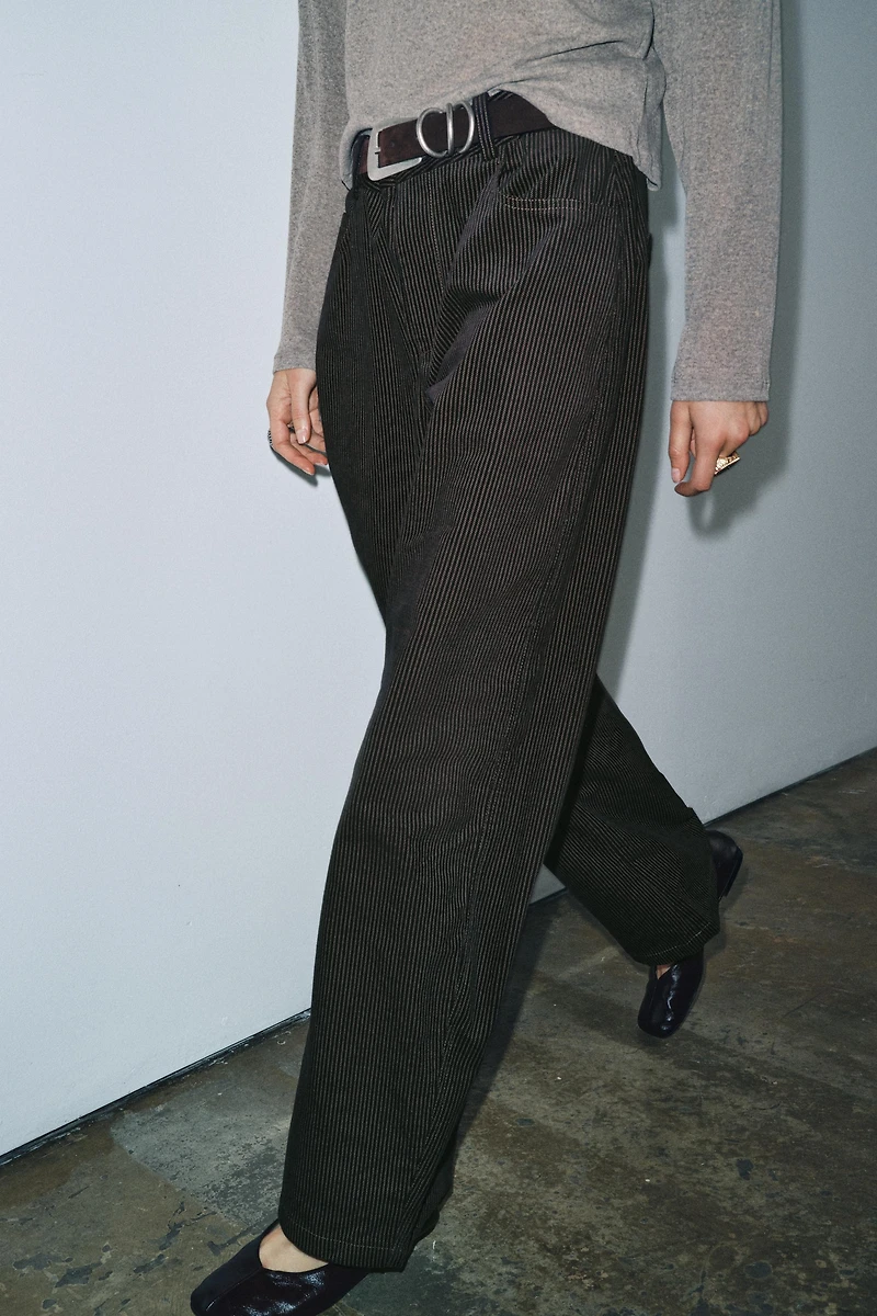 PANTALON À JAMBES LARGES ET RAYURES ZW COLLECTION