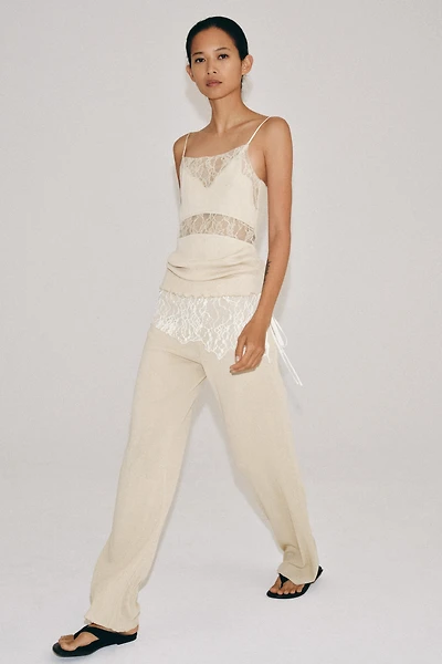 RIBBED LACE PANTS
