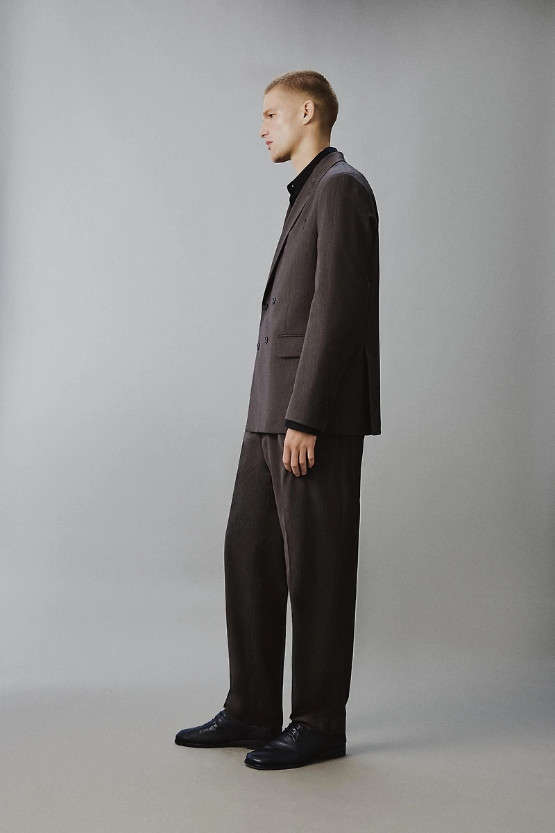 HERRINGBONE DOUBLE BREASTED SUIT JACKET