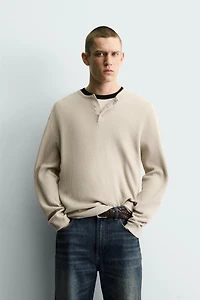 TEXTURED HENLEY JUMPER