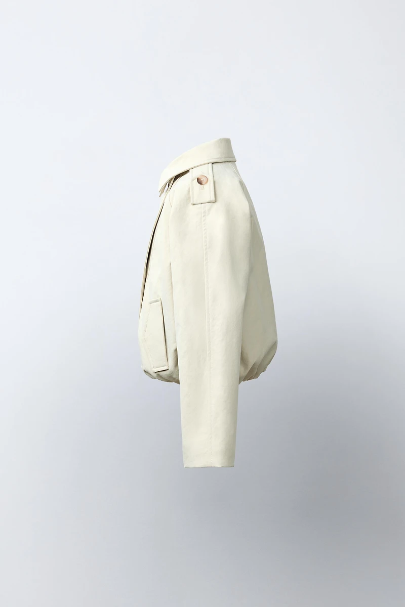 CROPPED ELASTIC HEM TRENCH COAT