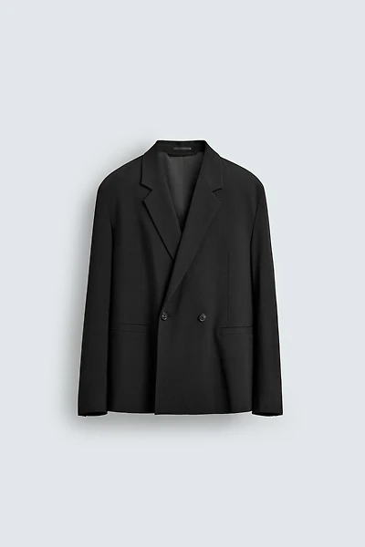 WOOL BLEND DOUBLE-BREASTED SUIT JACKET