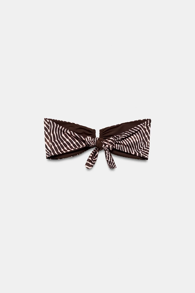 PRINTED REVERSIBLE BANDEAU BIKINI TOP