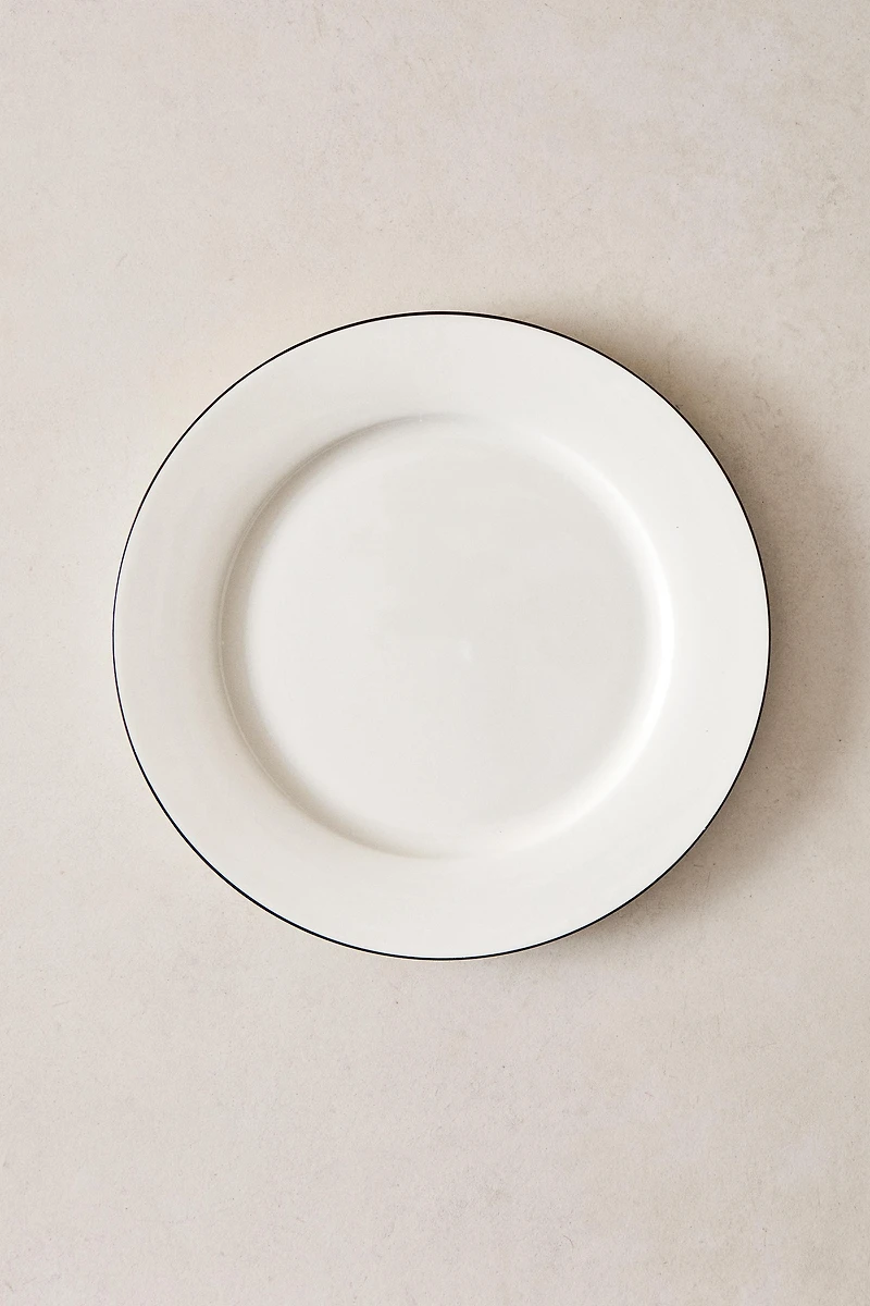 BONE CHINA DINNER PLATE WITH BLACK RIM
