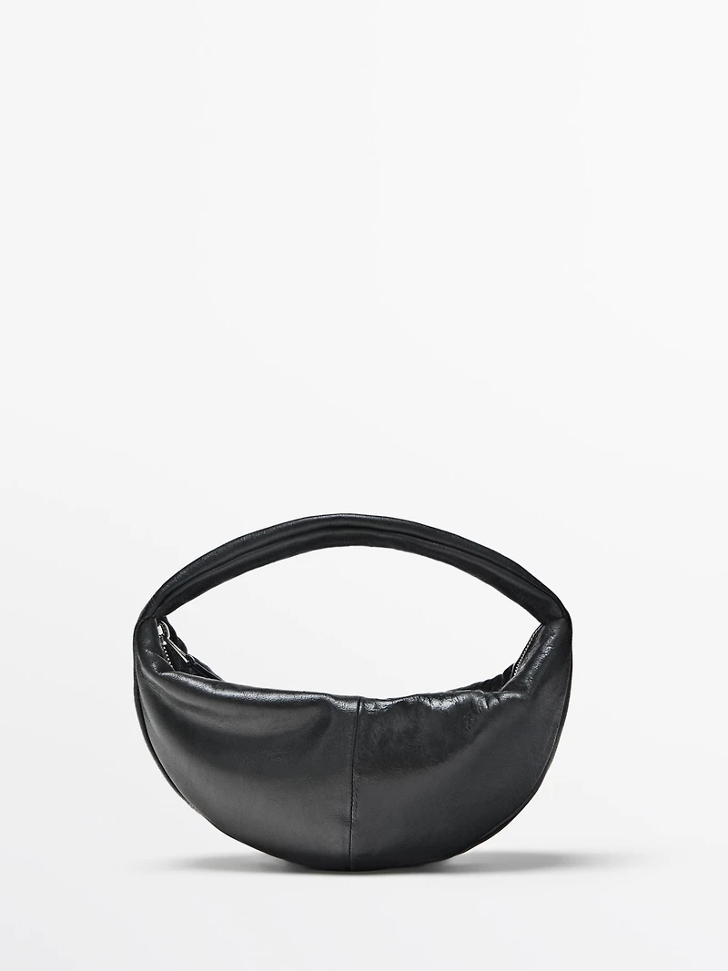Mini nappa leather half-moon bag