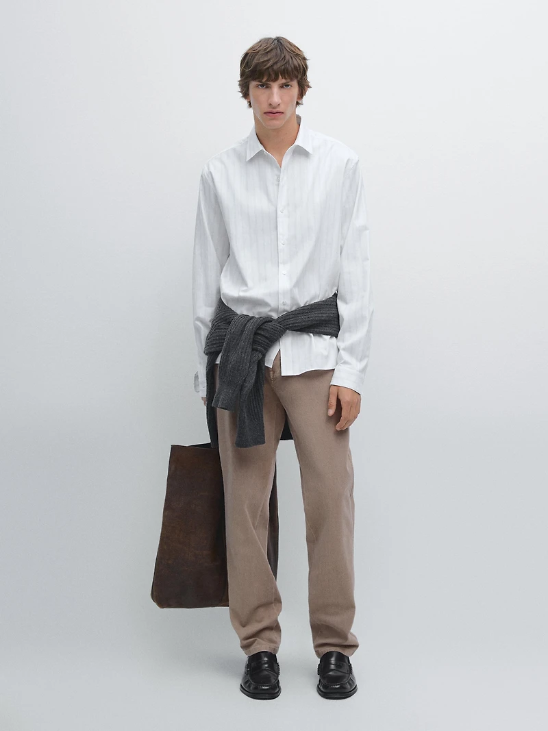 100% cotton regular fit striped shirt