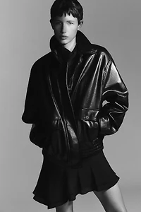 FAUX LEATHER BOMBER JACKET