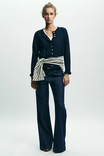 RUFFLED KNIT CARDIGAN