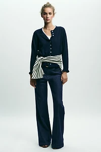 RUFFLED KNIT CARDIGAN